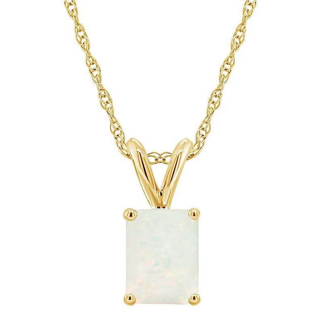 Celebration Gems 14k Gold Emerald Cut White Opal Pendant Necklace, Womens Product Image