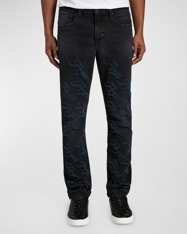 Mens Laser-Print Logo Jeans Product Image