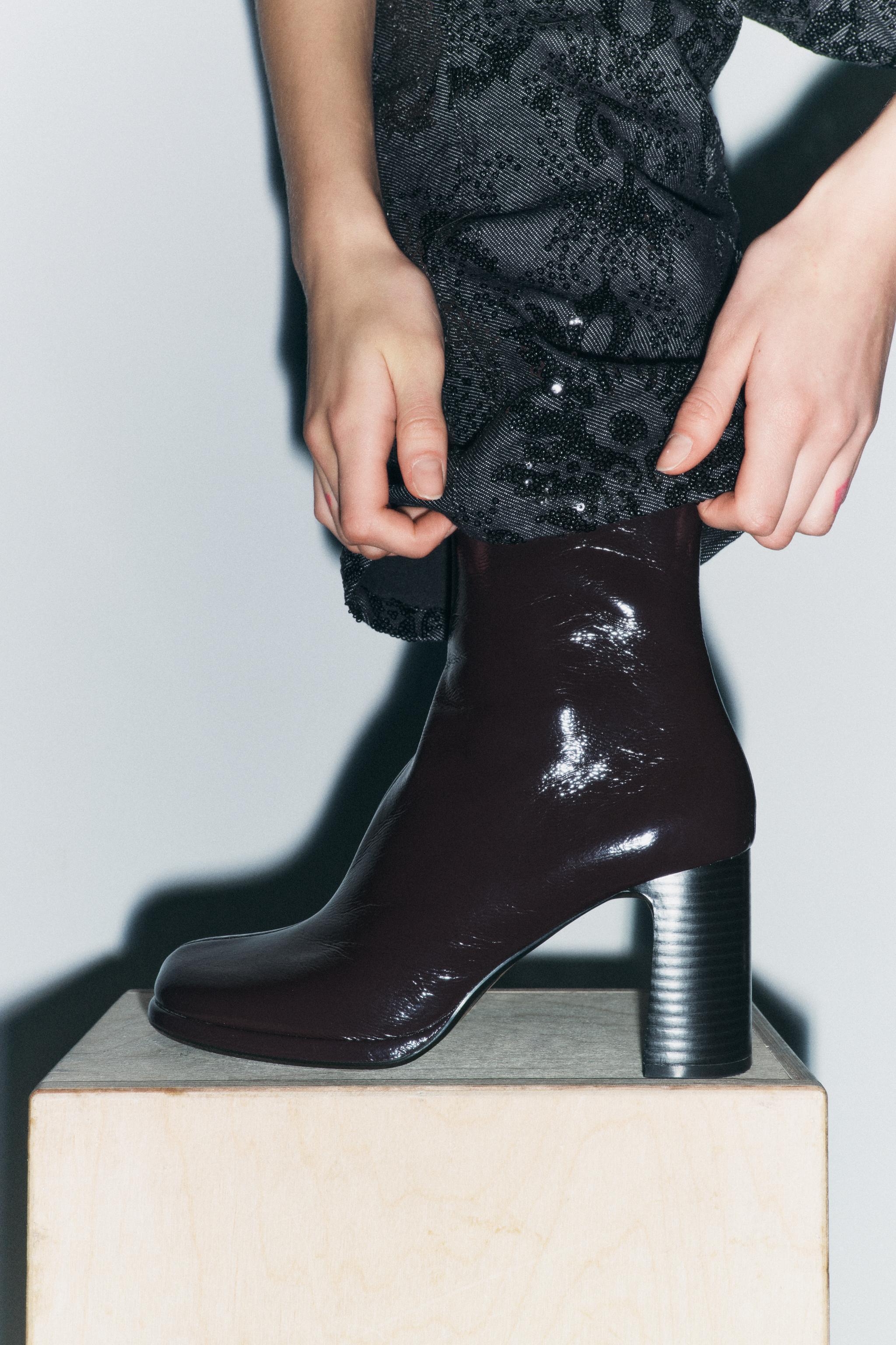 FAUX PATENT LEATHER HEELED ANKLE BOOTS Product Image