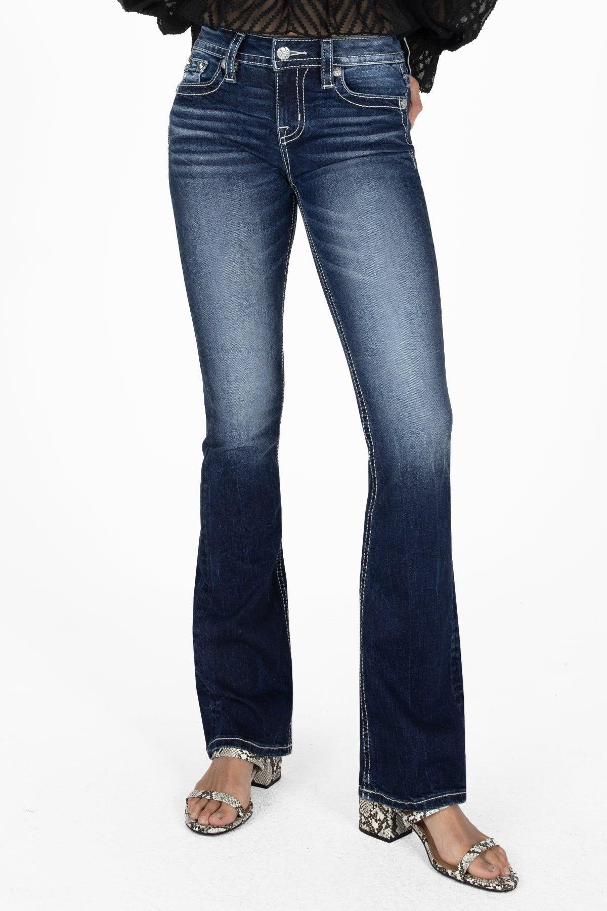 Laser Leaves Longhorn Bootcut Jeans Product Image