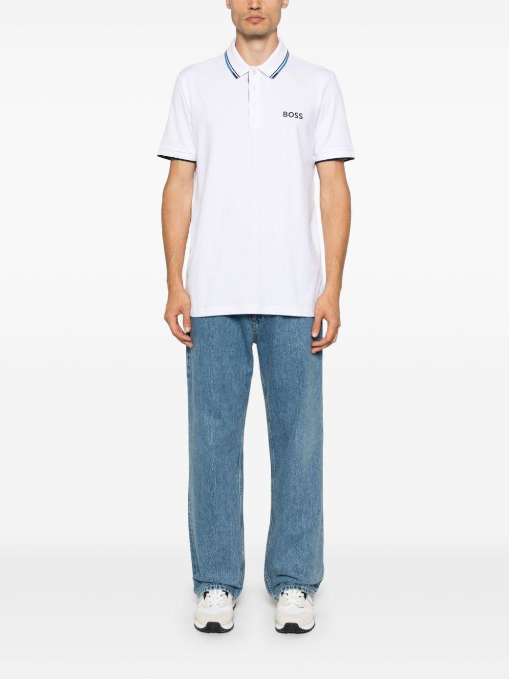 HUGO BOSS Contrast-logo Polo Shirt In White Product Image