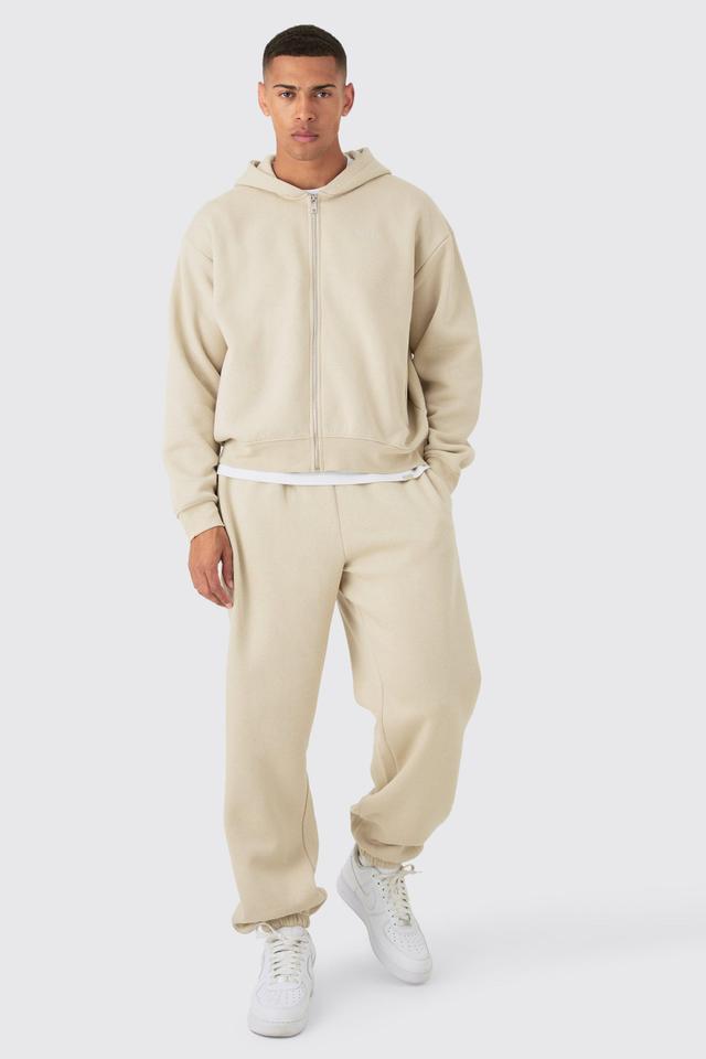 Man Oversized Zip Through Hooded Tracksuit | boohooMAN USA Product Image