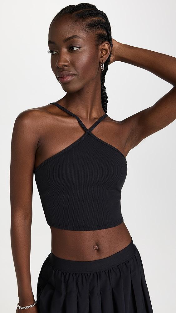 Alo Yoga Goddess Ribbed Cross Crop Top | Shopbop Product Image