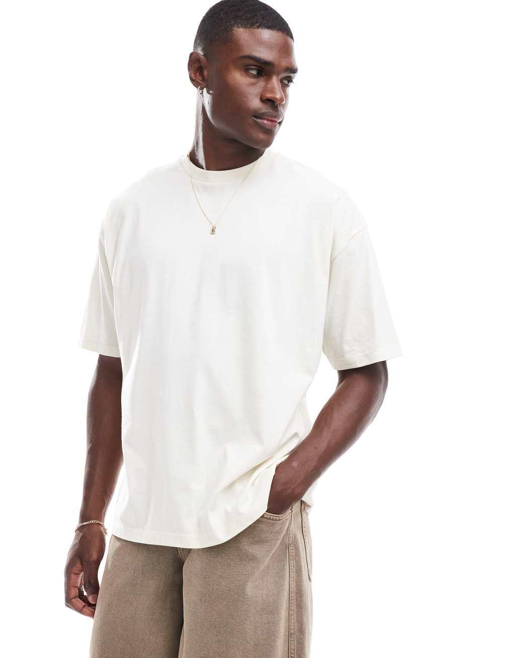 ASOS DESIGN oversized t-shirt in off white with back print Product Image