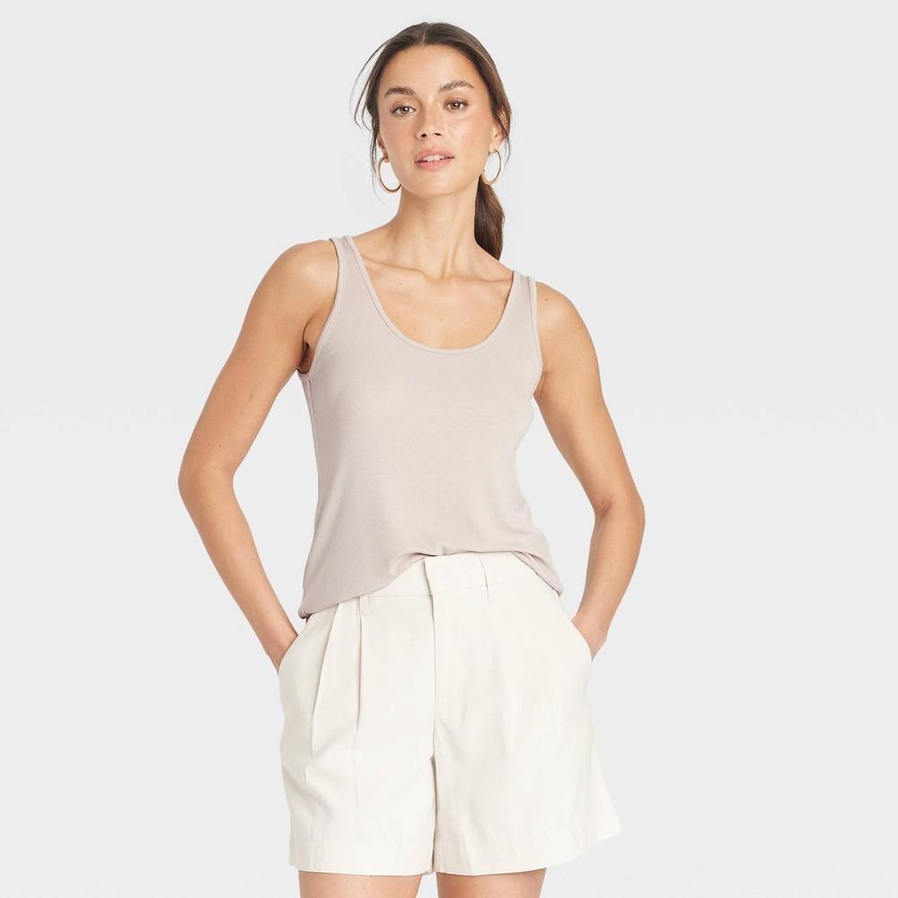 Womens Ribbed Tank Top - A New Day Beige XL product image