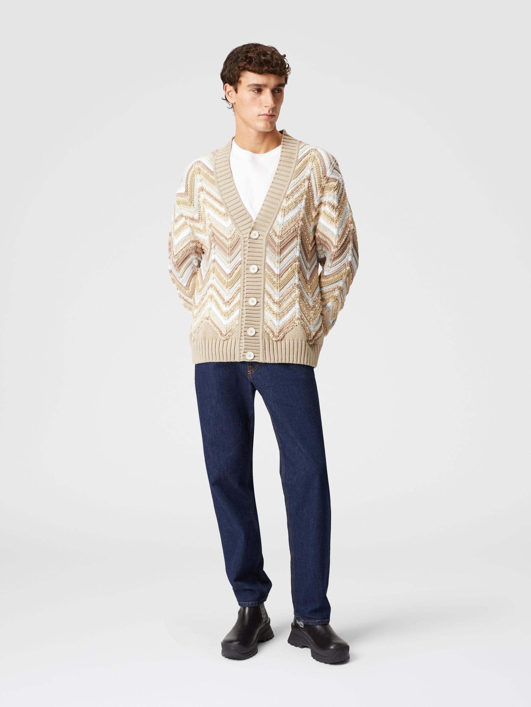 Cotton and wool blend cardigan with macro zig zag Product Image