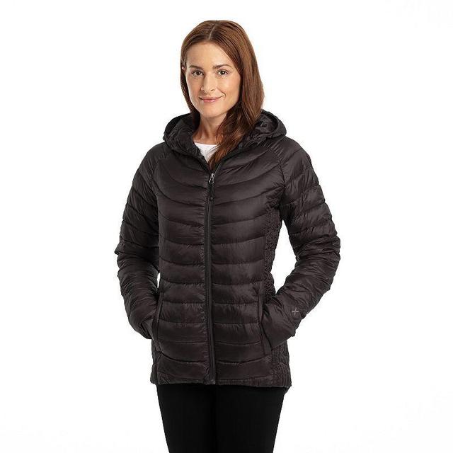 Plus Size Excelled Hooded Featherweight Puffer Jacket, Womens Black Product Image