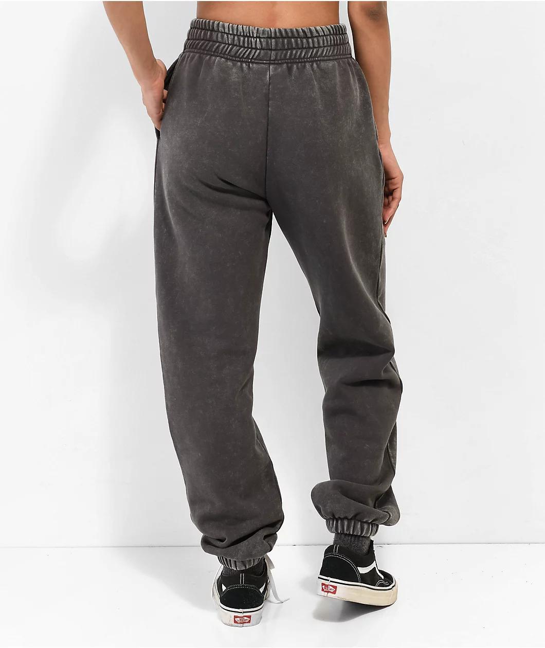 Ninth Hall Fundamentals Sibyl Black Mineral Wash Relaxed Sweatpants Product Image