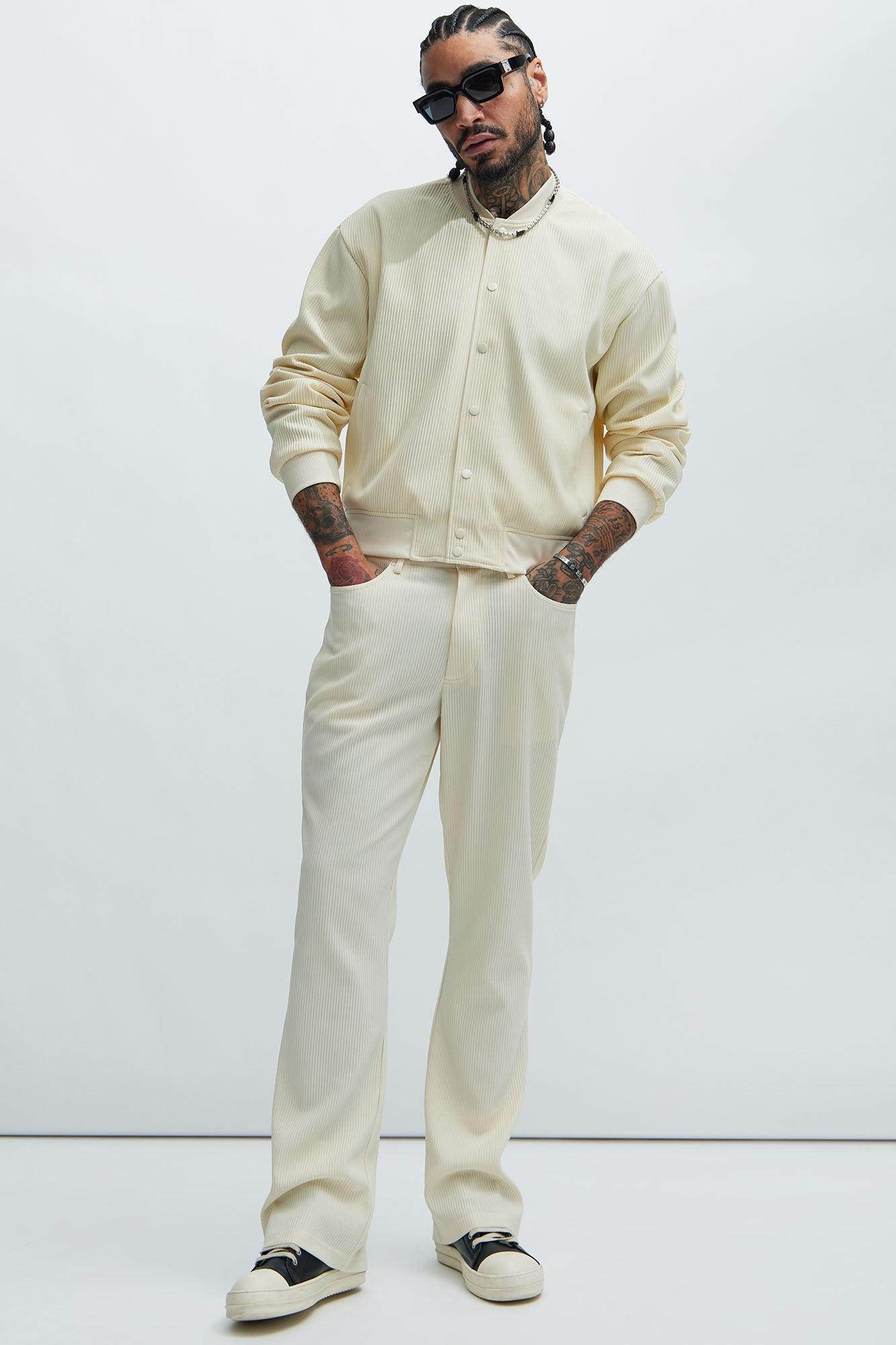 Show Up Stacked Slim Flare Pants - Off White Product Image