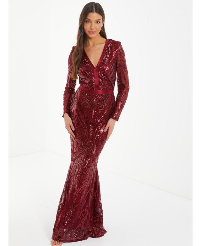 Quiz Womens Sequin Evening Dress Product Image