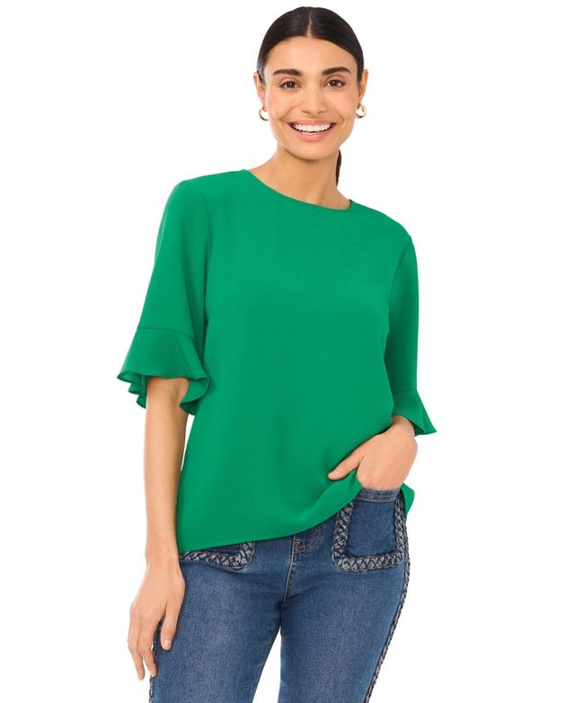 CeCe Womens Ruffled Cuff 3/4-Sleeve Crew Neck Blouse Product Image