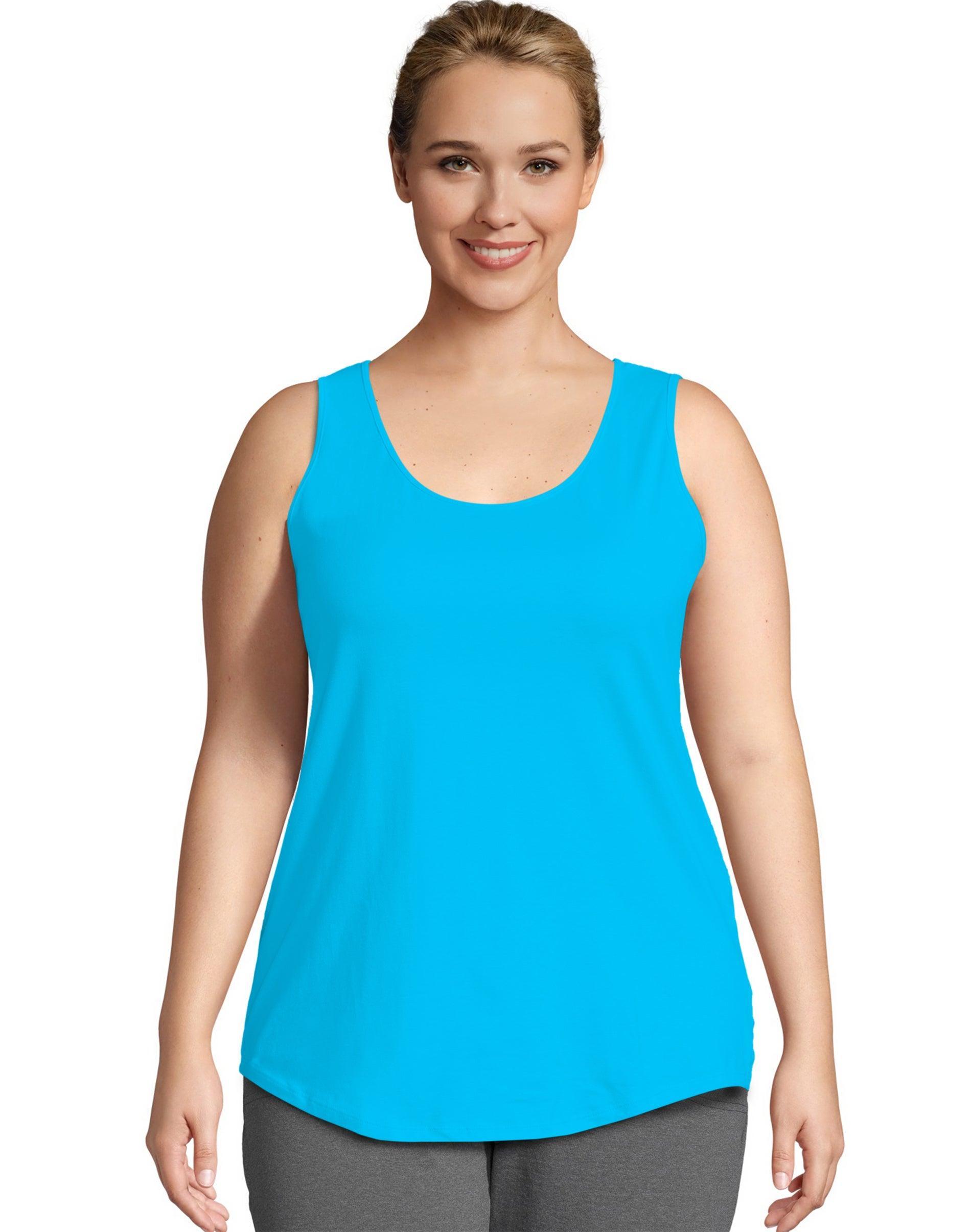 Hanes Just My Size Womens Cotton Jersey Tank, Shirttail Hem (Plus ) Briny Pink 4X Product Image