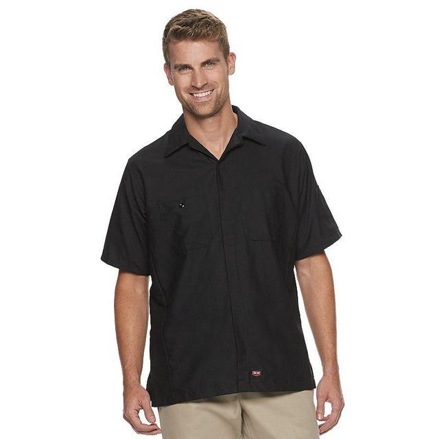 Mens Red Kap Short Sleeve Button-up Crew Shirt Grey Product Image