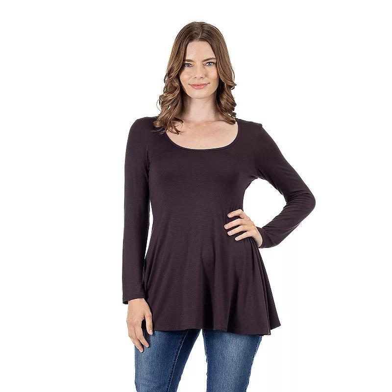 Womens 24Seven Comfort Apparel Swing Style Flared Tunic Top Grey Product Image