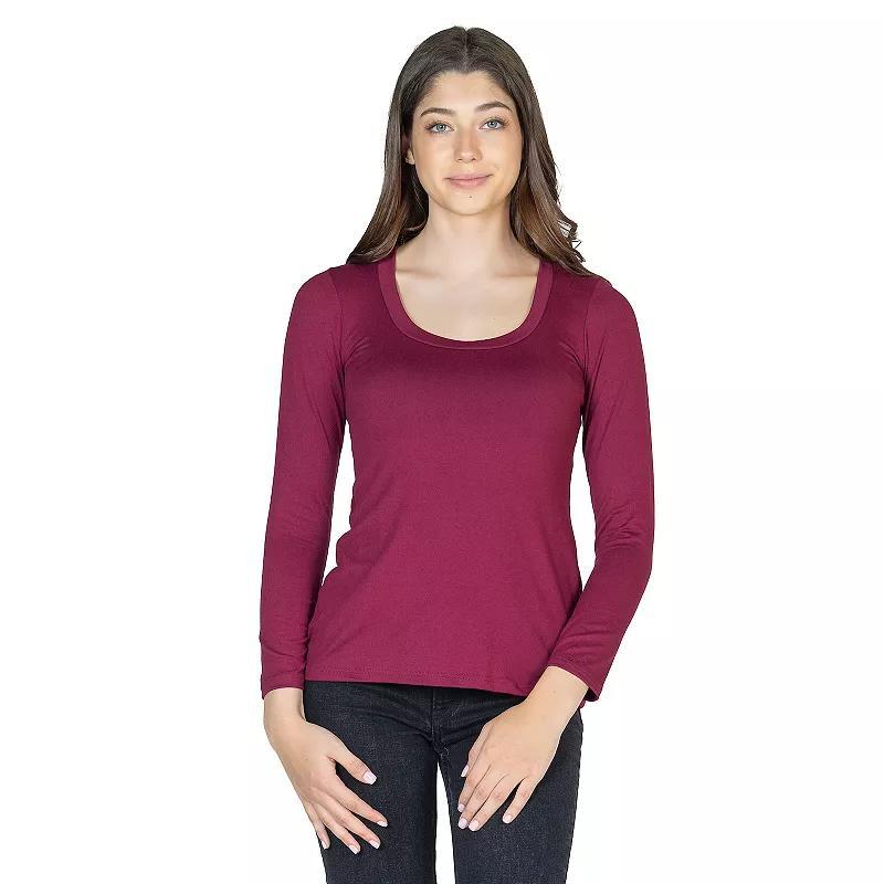 Womens 24Seven Comfort Apparel Solid Long Sleeve Scoop Neck Tee Product Image