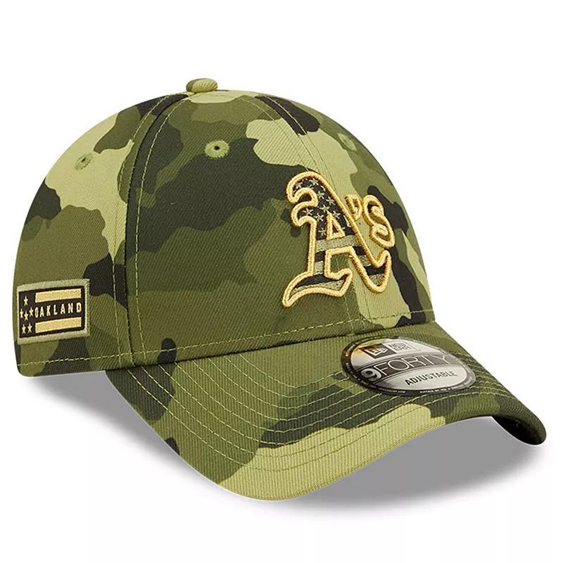 Mens New Era Camo Oakland Athletics 2022 Armed Forces Day 9FORTY Snapback Adjustable Hat Product Image