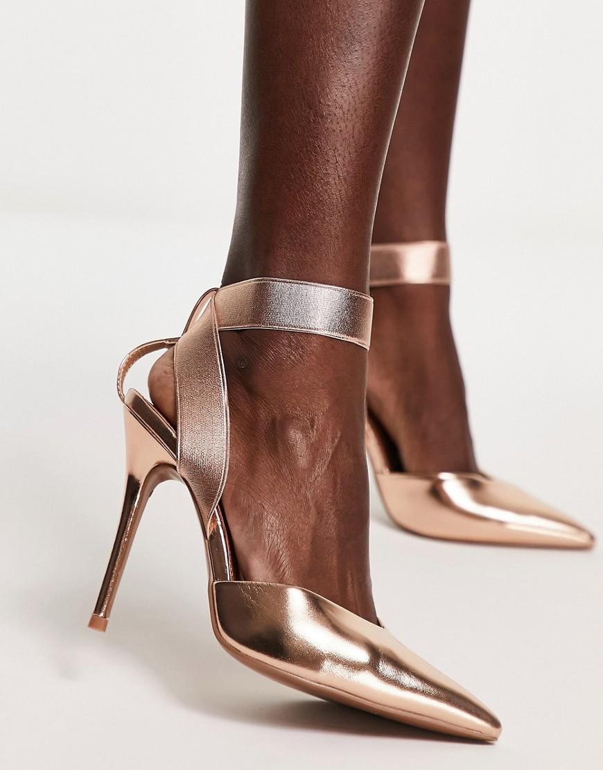 ASOS DESIGN Pantha elastic high heeled shoes Product Image