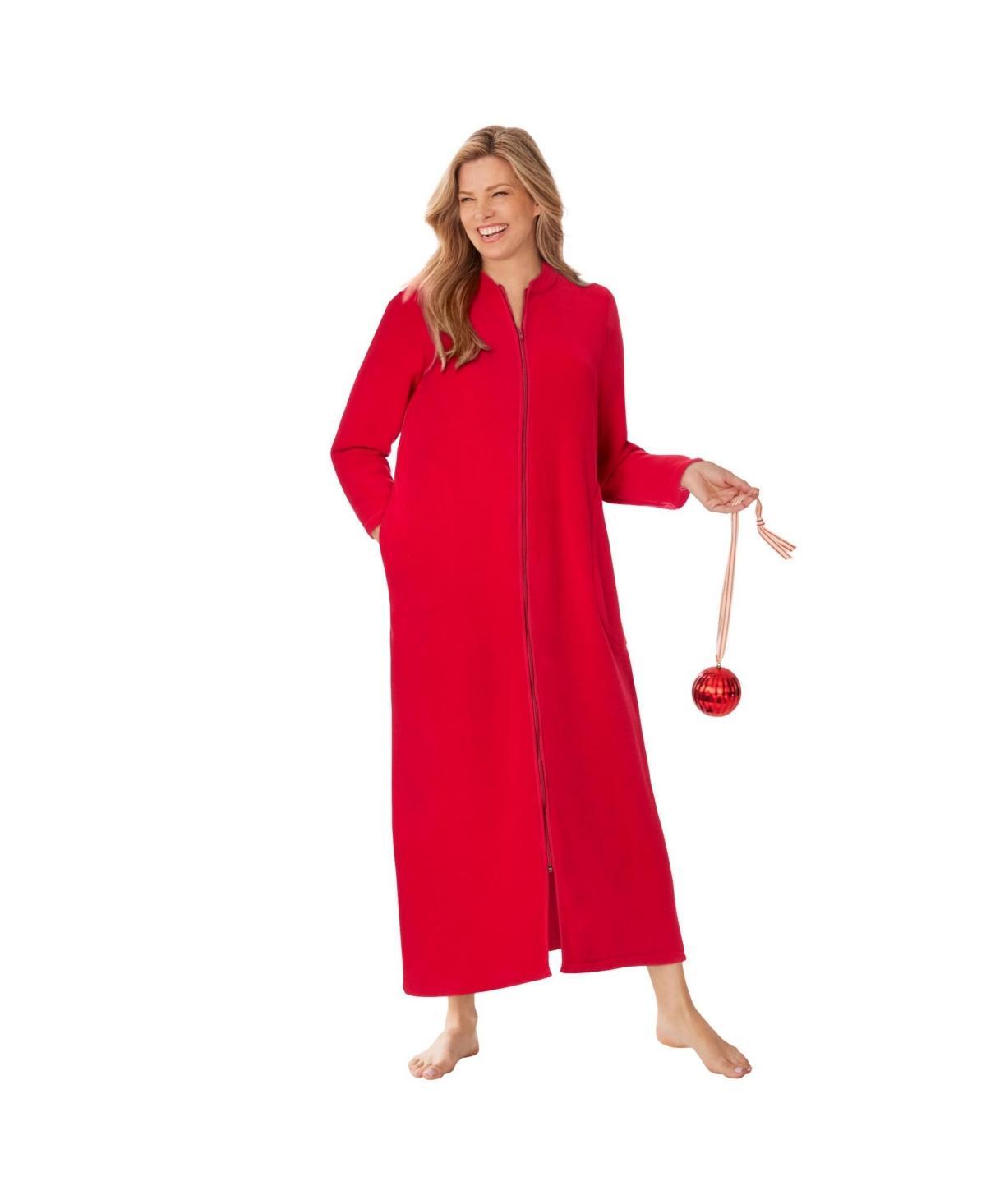 Dreams & Co. Womens Plush Zip-Front Robe Product Image