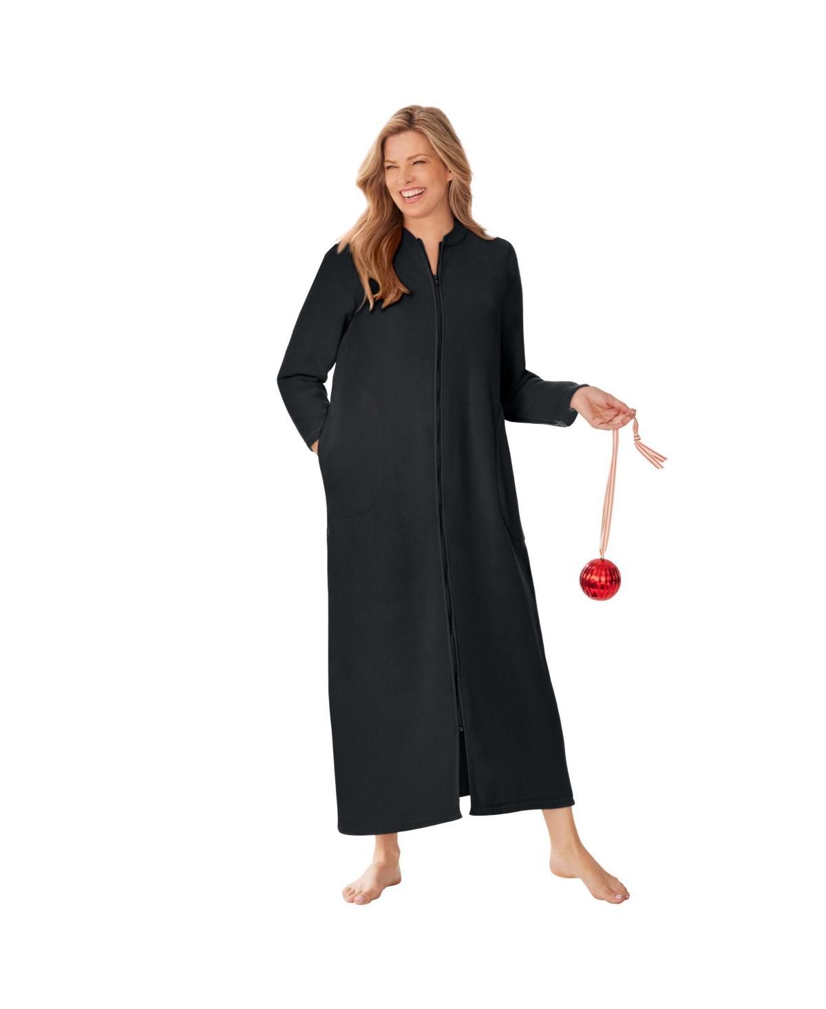 Dreams & Co. Womens Plush Zip-Front Robe Product Image