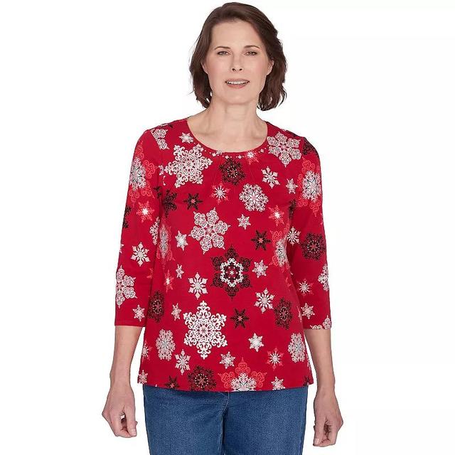 Petite Alfred Dunner Classic Snowflake Infused Top, Womens Product Image