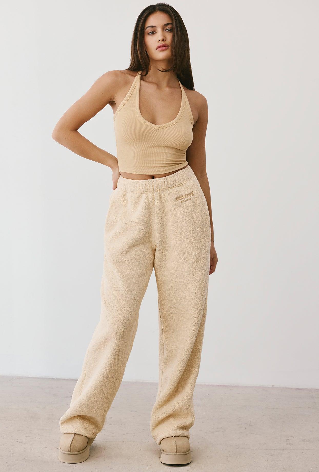 Fleece Wide Leg Joggers in Cashmere Product Image