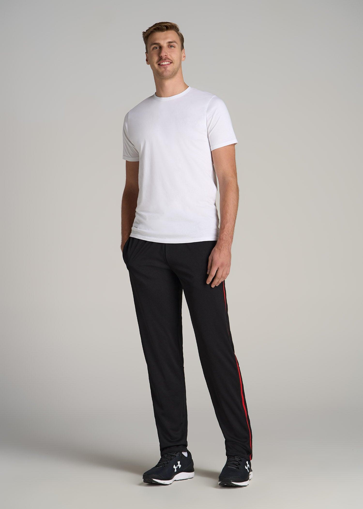 Athletic Stripe Pants for Tall Men in Black-Red Stripe Male Product Image