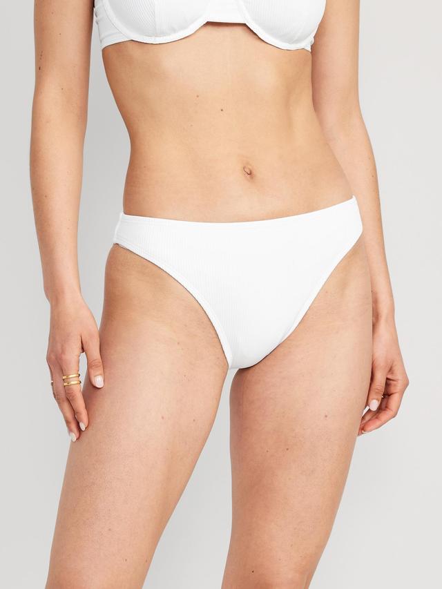 Old Navy High-Waisted French-Cut Ribbed Bikini Swim Bottoms for Women - Calla Lily White - female - Size: 2X Product Image