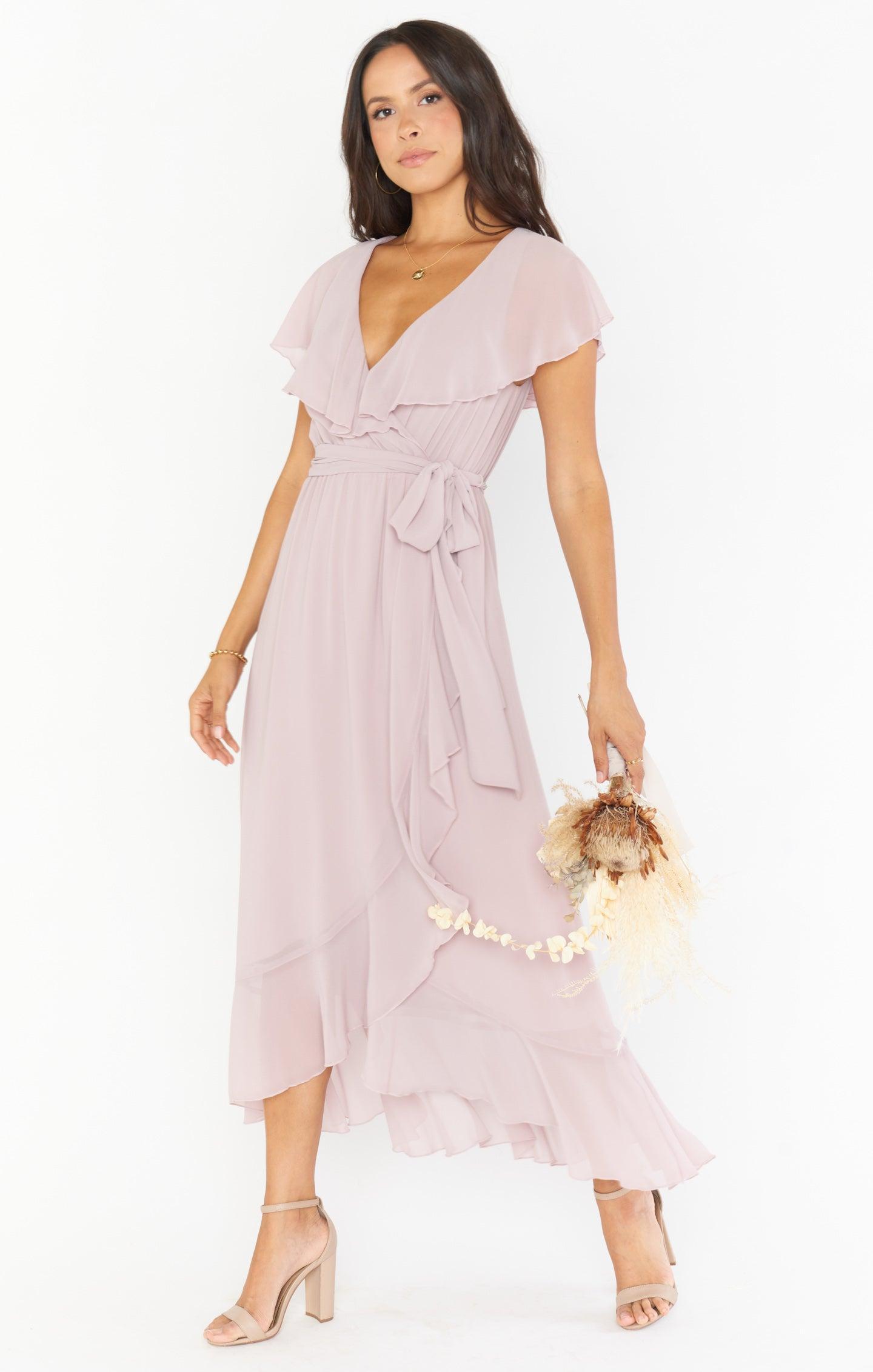 Jess Ruffle Midi Dress ~ Neutral Mauve Chiffon product image