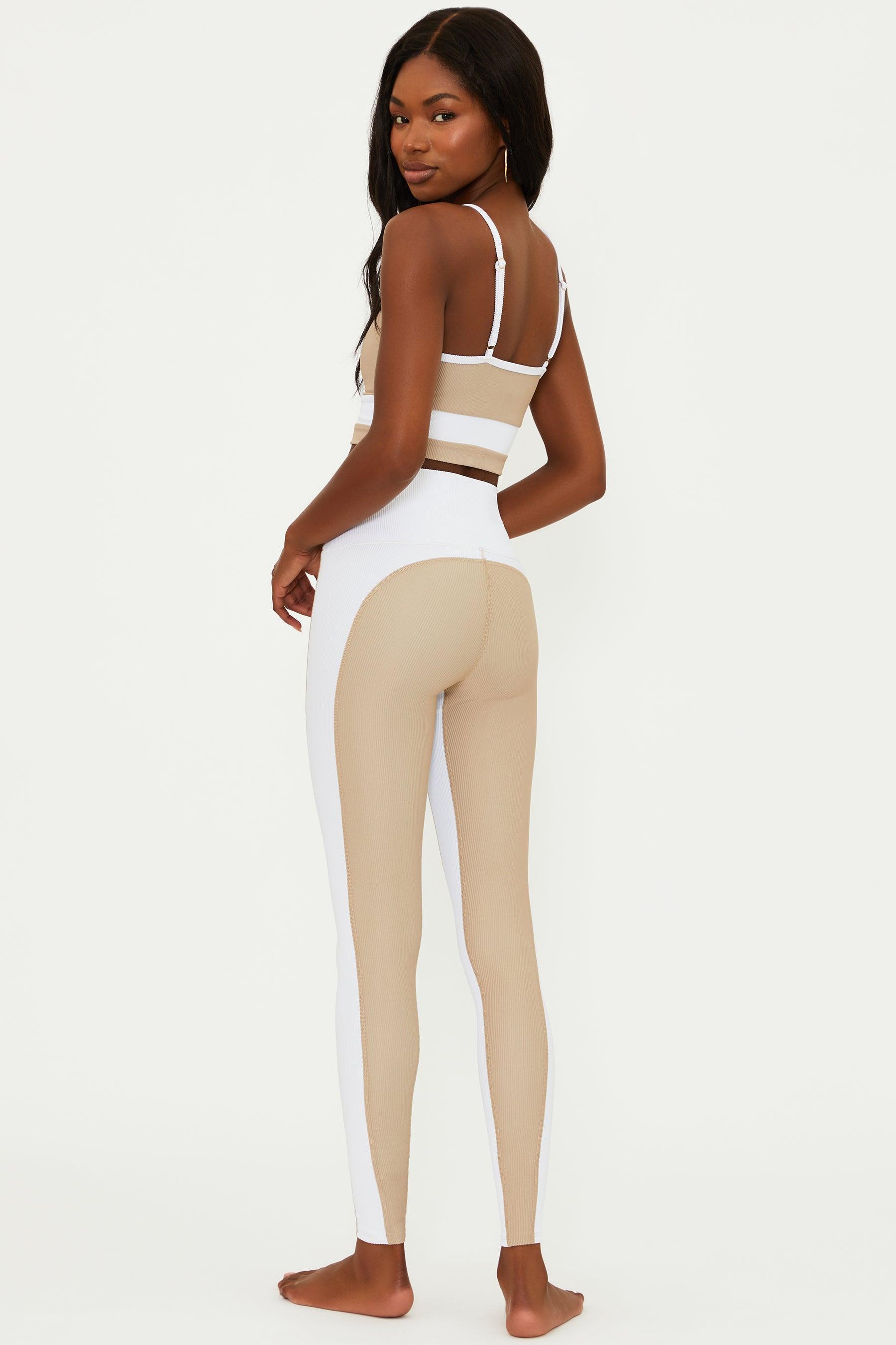 Colorblock Legging Tan White Product Image