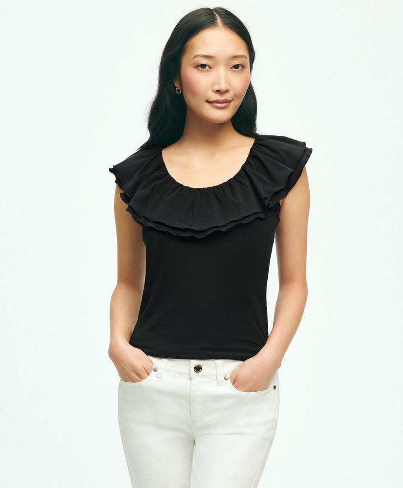 Ruffle Collar Sleeveless Top In Cotton Modal Jersey product image