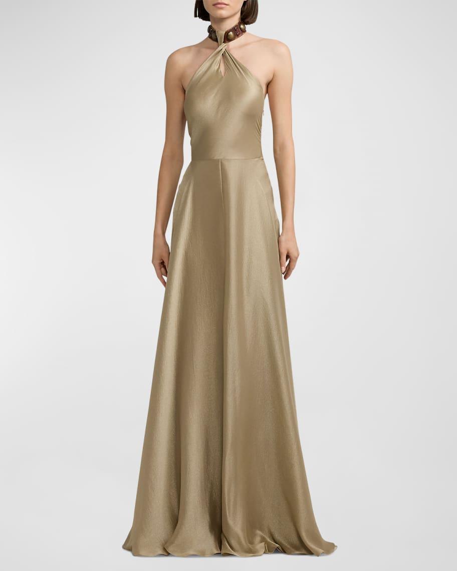 Sherri Metallic Gauze Evening Dress Product Image