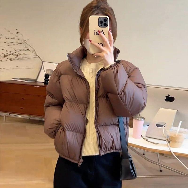 Plain Zip-Up Puffer Jacket Product Image