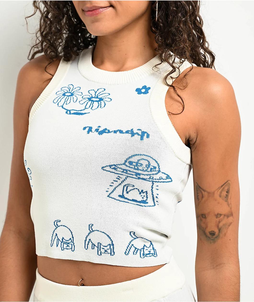 RIPNDIP Blonded Knit Reversible Off White Tank Top Product Image