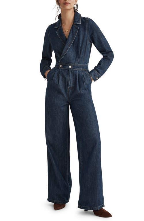 Madewell Long Sleeve Tailored Straight Leg Denim Jumpsuit Product Image