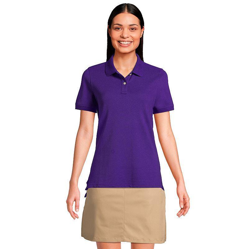 Womens Lands End School Uniform Short Sleeve Mesh Polo Shirt Blue Product Image