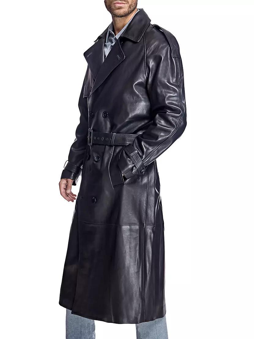 Men's Leather Trench Coat Product Image