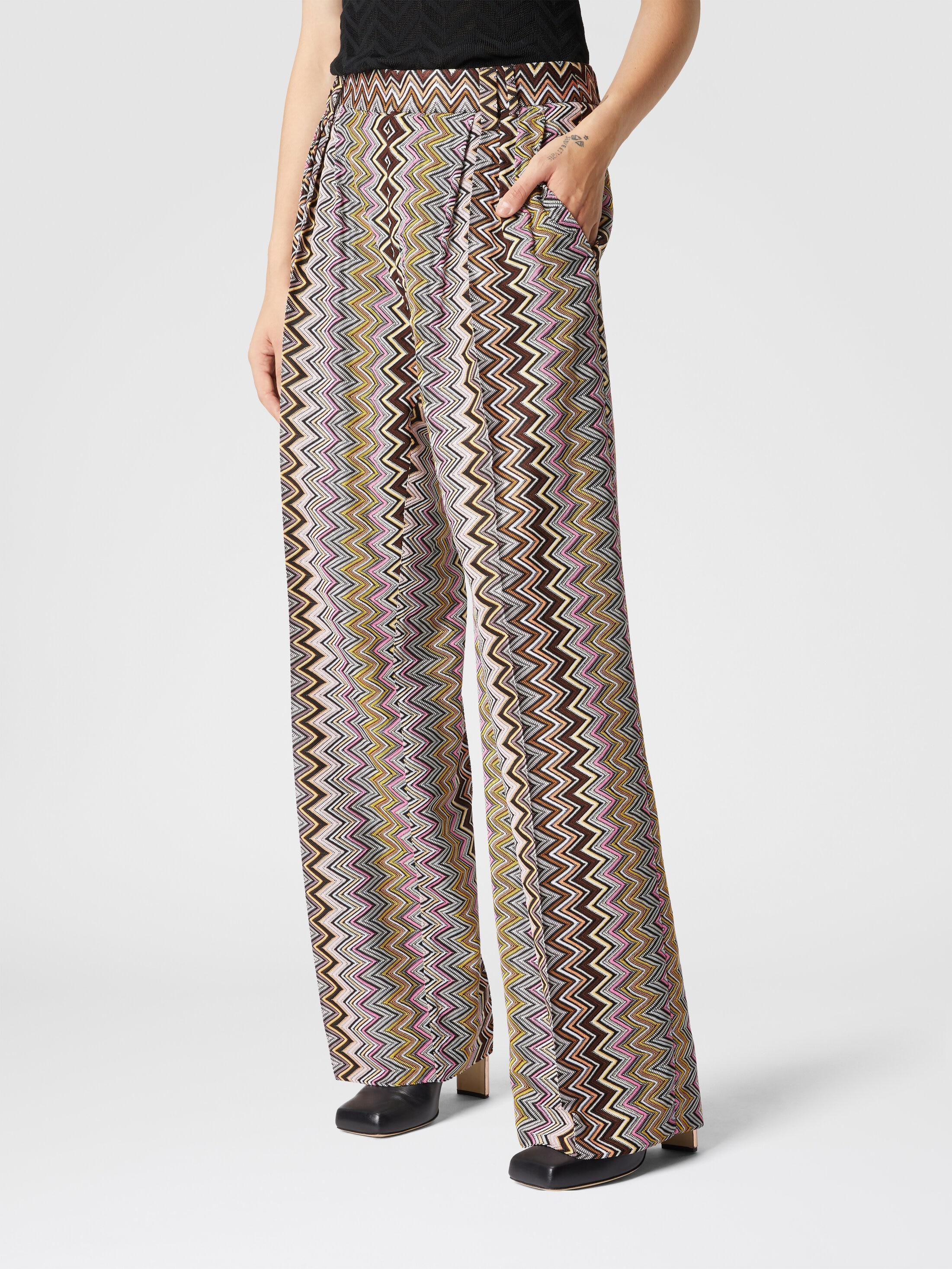 Zig zag viscose trousers with pleats Product Image