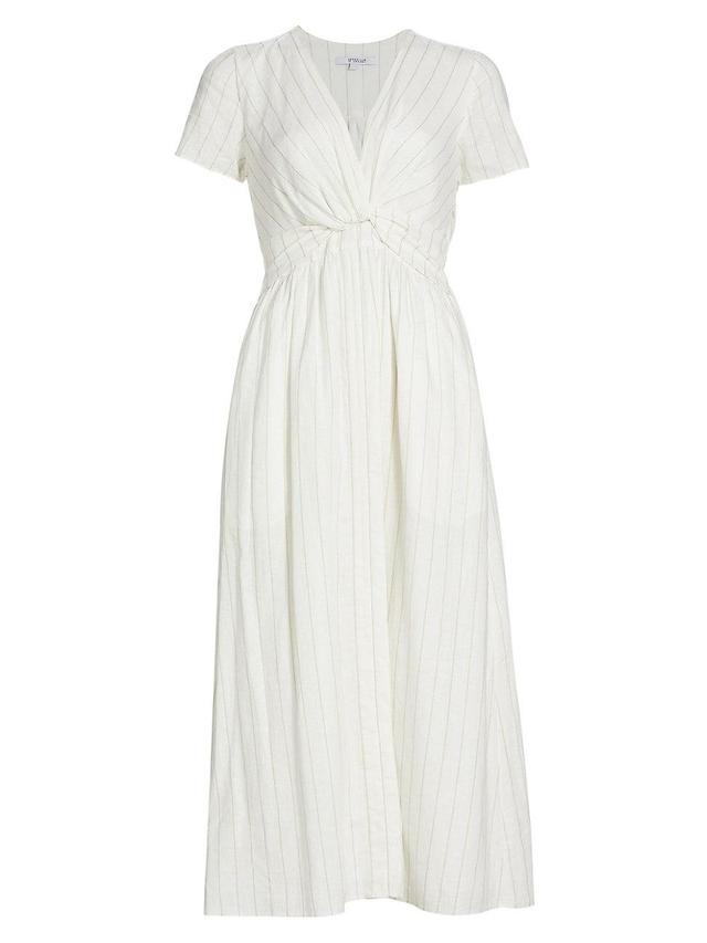 Womens Esmeray Striped Linen-Blend Midi-Dress Product Image