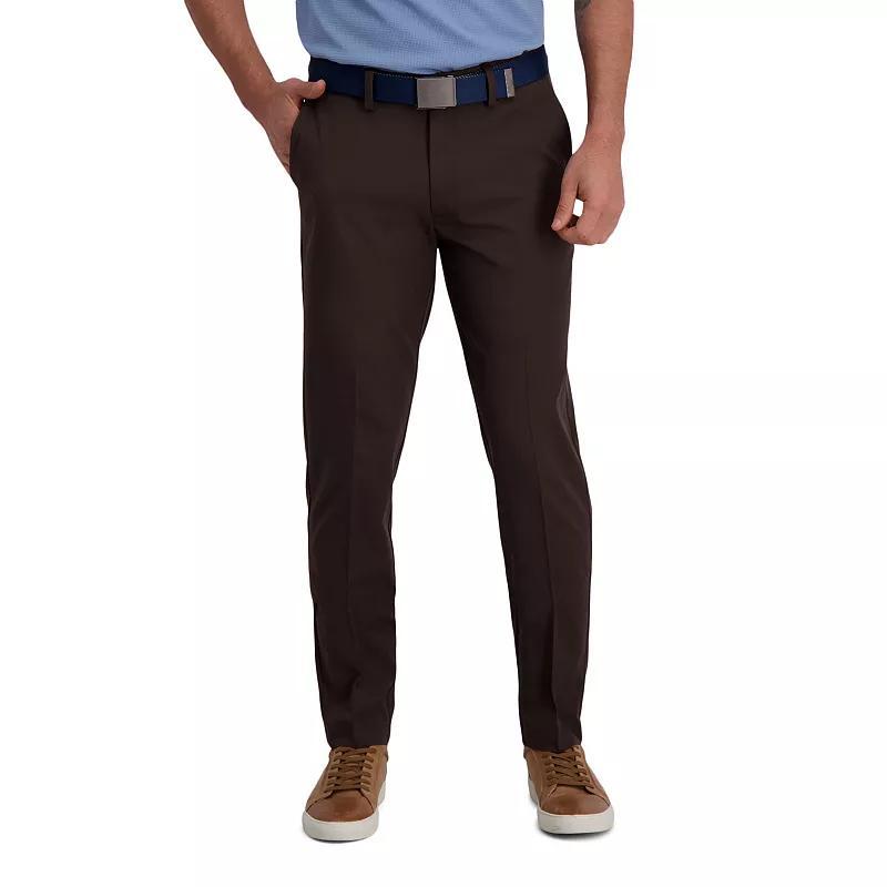 Mens Haggar Cool Right Performance Flex Slim-Fit Flat-Front Pants Dark Gray Grey Product Image