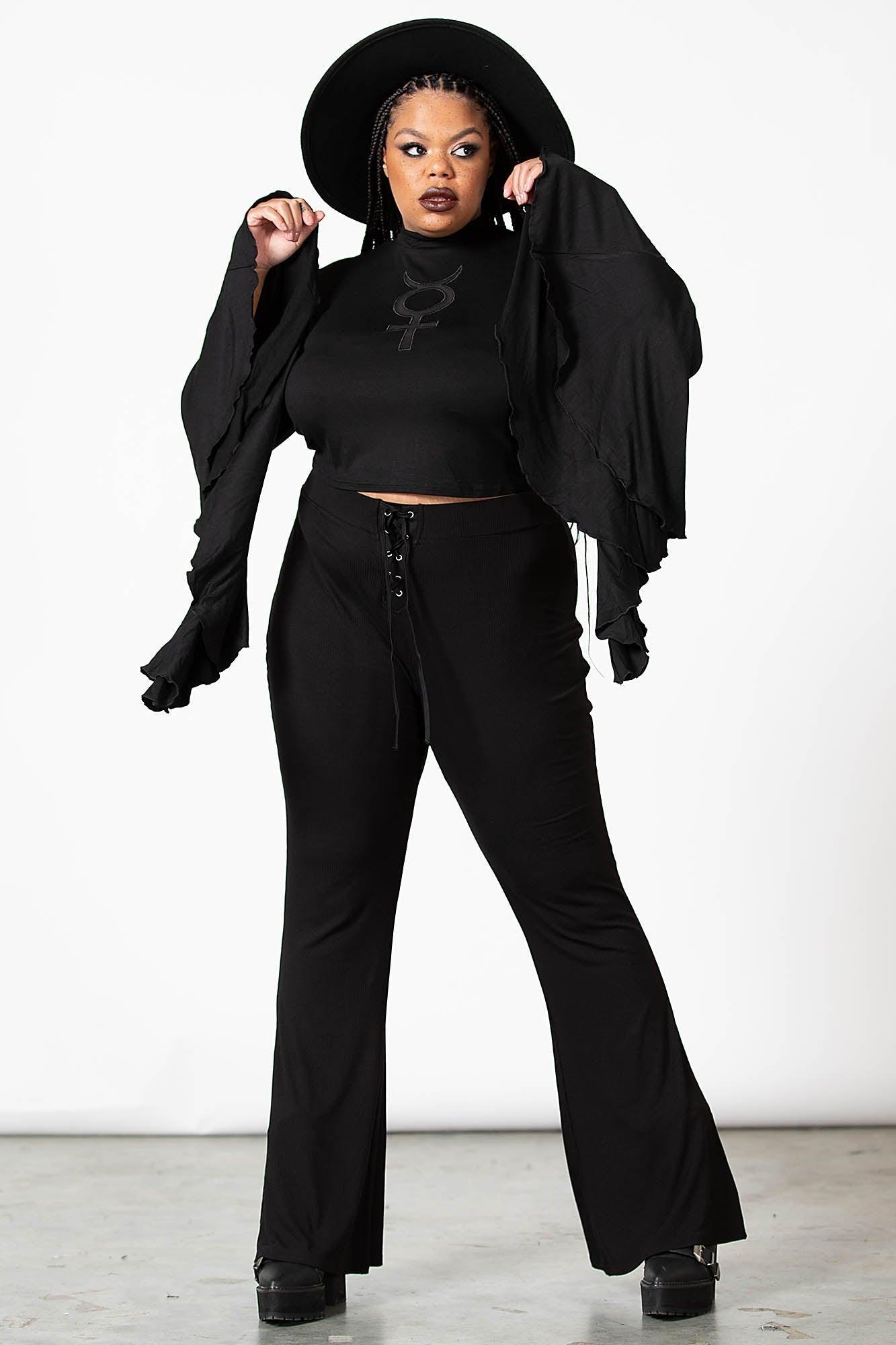 Slo-Burn Bell Bottoms [B] [PLUS] / Black / 93% Viscose, 7% Elastane Product Image