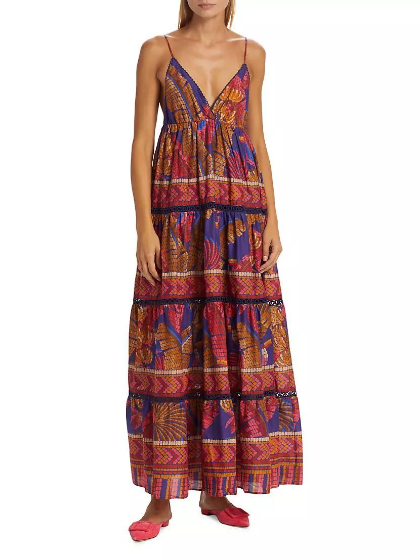 Forest Mosaic Cotton Voile Maxi Dress Product Image