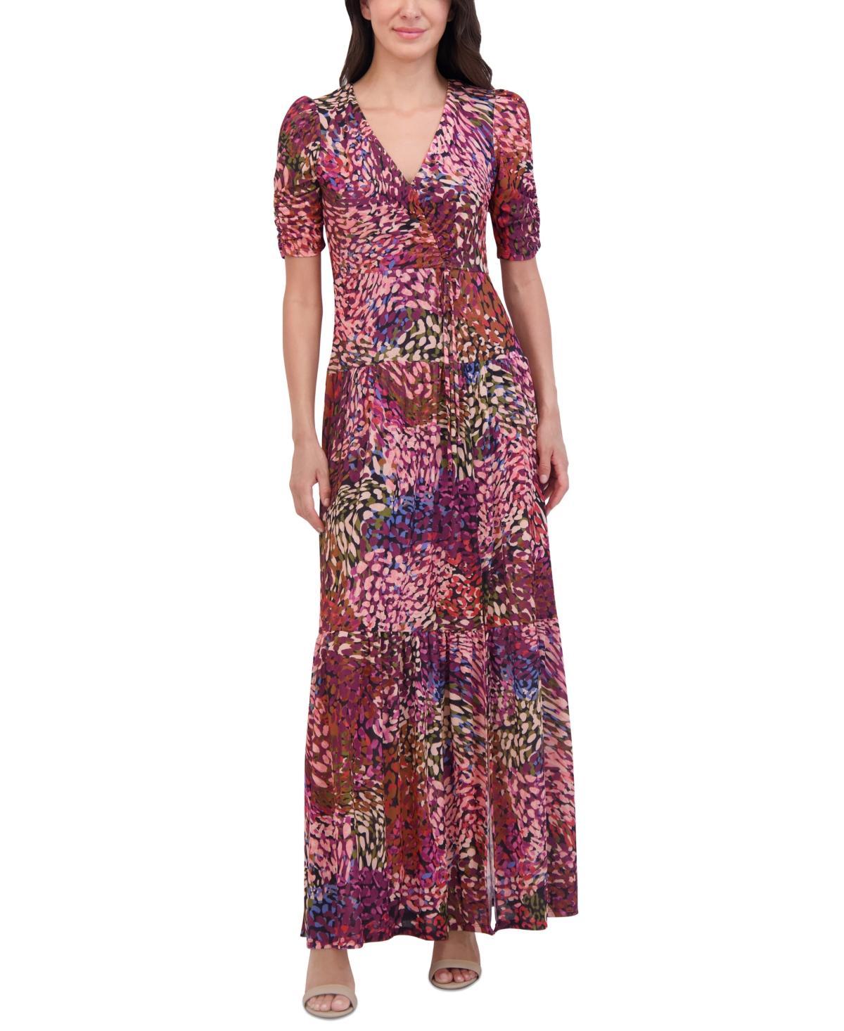 Vince Camuto Womens V-Neck Front-Shirred Maxi Dress Product Image