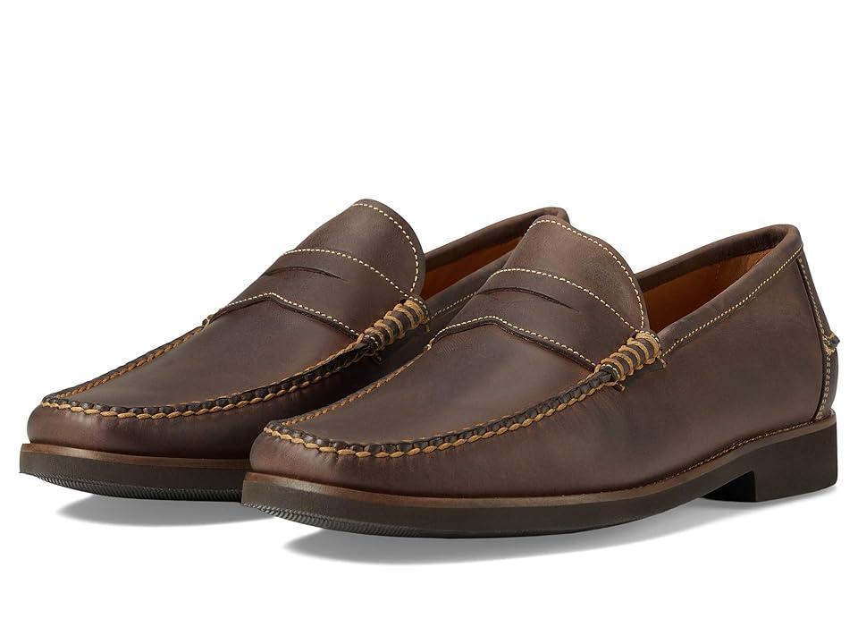 Peter Millar Handsewn Leather Penny Loafer (Chocolate) Men's Shoes Product Image