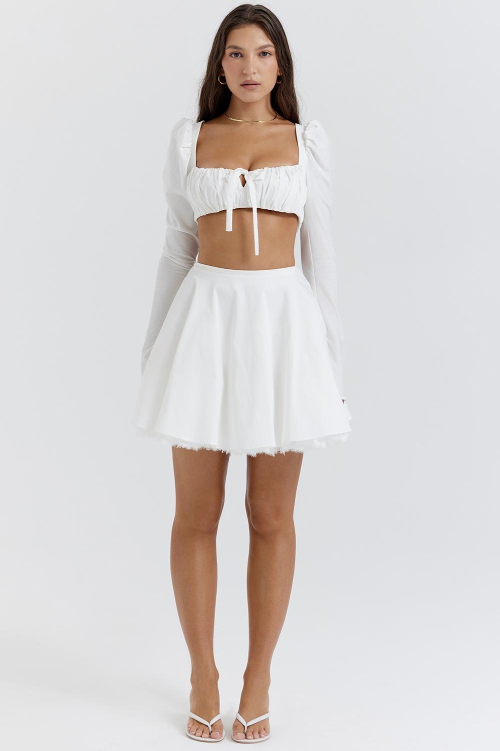 Nahla White Bow Mini Skirt Product Image