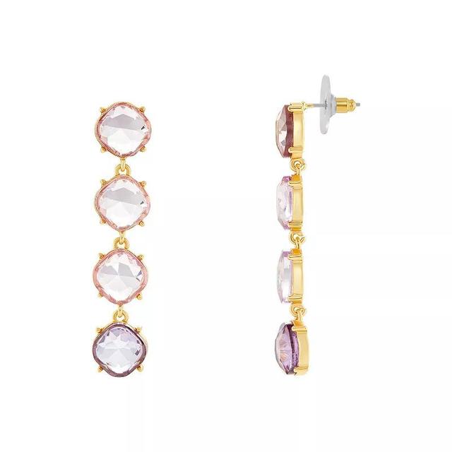 Emberly Gold Tone Multi Color Simulated Stone Linear Drop Earrings, Womens, Pink Product Image