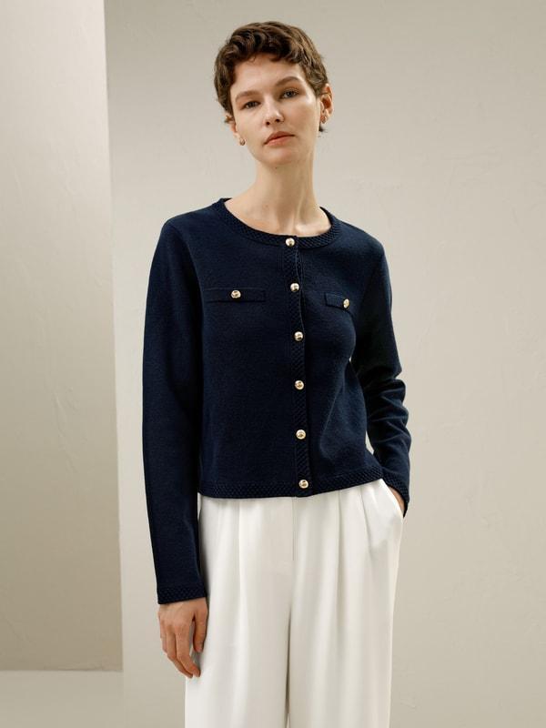 Merino Wool Golden Buttons Cardigan Product Image