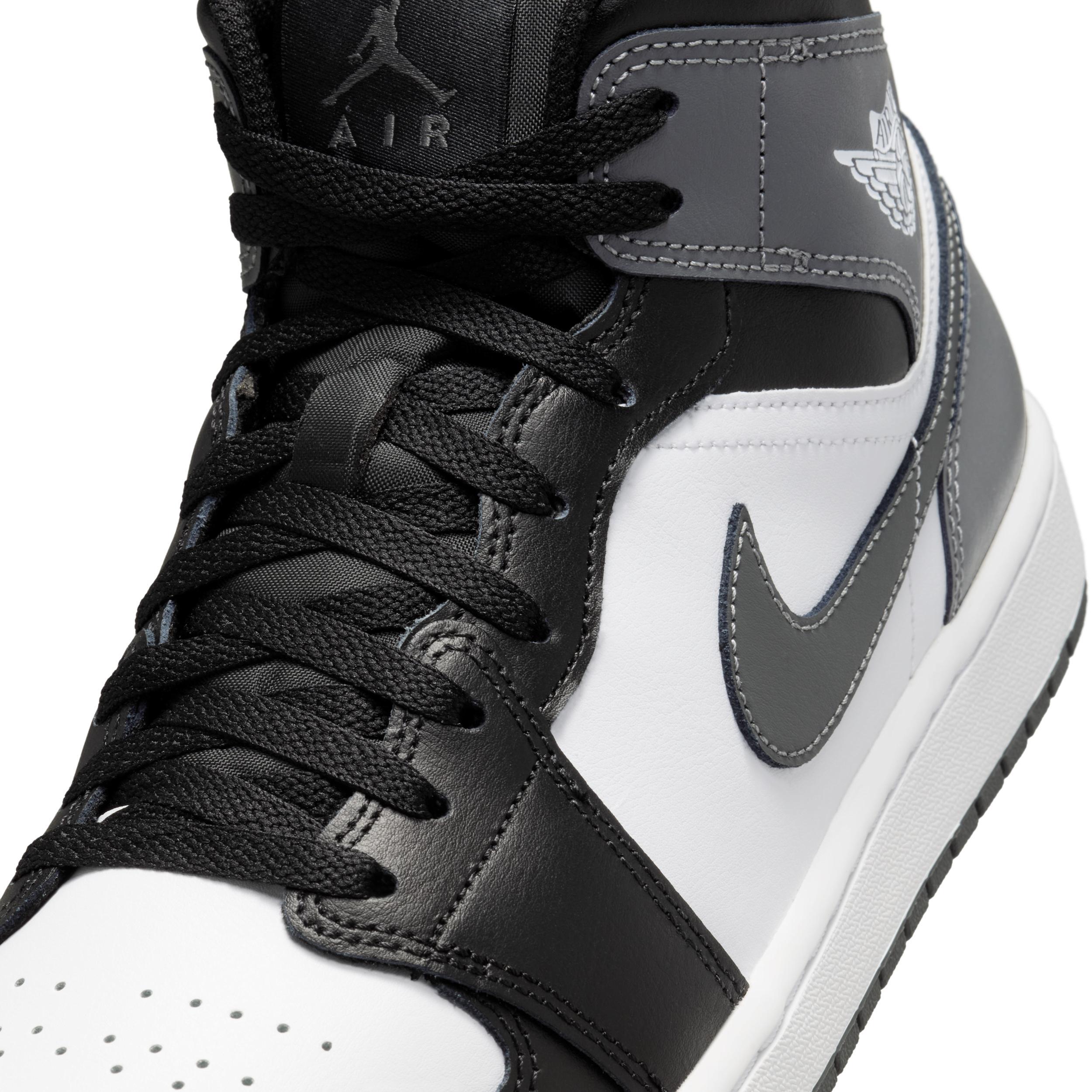 Jordan Mens AJ 1 Mid - Basketball Shoes Black/Grey/White Product Image