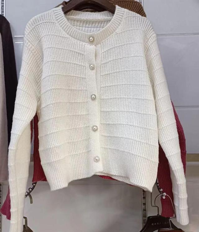 Round Neck Plain Cardigan Product Image