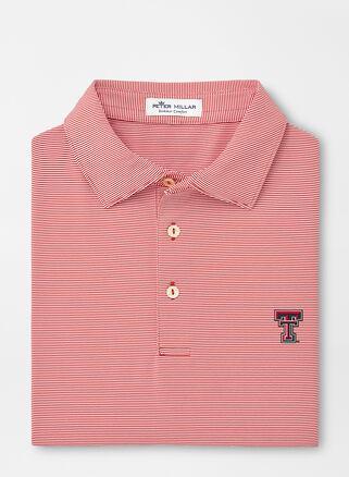 Peter Millar Mens Texas Tech Jubilee Stripe Performance Polo | Color: Red | Size: S | TTU Product Image