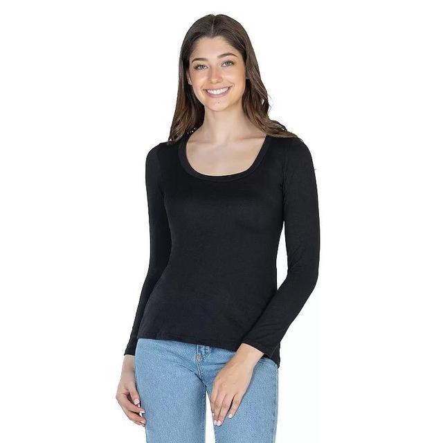 Womens 24Seven Comfort Apparel Solid Long Sleeve Scoop Neck Tee Product Image